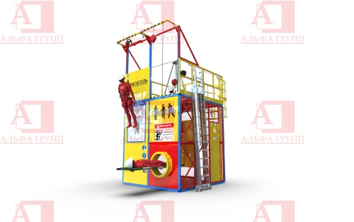 Учебно-тренировочный полигон СПАСАТЕЛЬ ПС15-02-5-01 от АЛЬФА ГРУПП для практических занятий на высоте и в замкнутом пространстве с применением средств индивидуальной защиты и стационарных анкерных систем.  